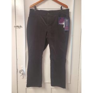 NWT Chaps Icon Slimming Fit Black Corduroy Pants, Size 16 Petite w/ 27" Inseam